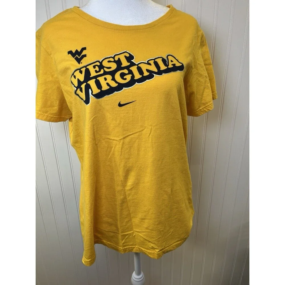Nike West Virginia‎ University Football T Shirt Youth Xl 16-18 Slim Fit Yellow